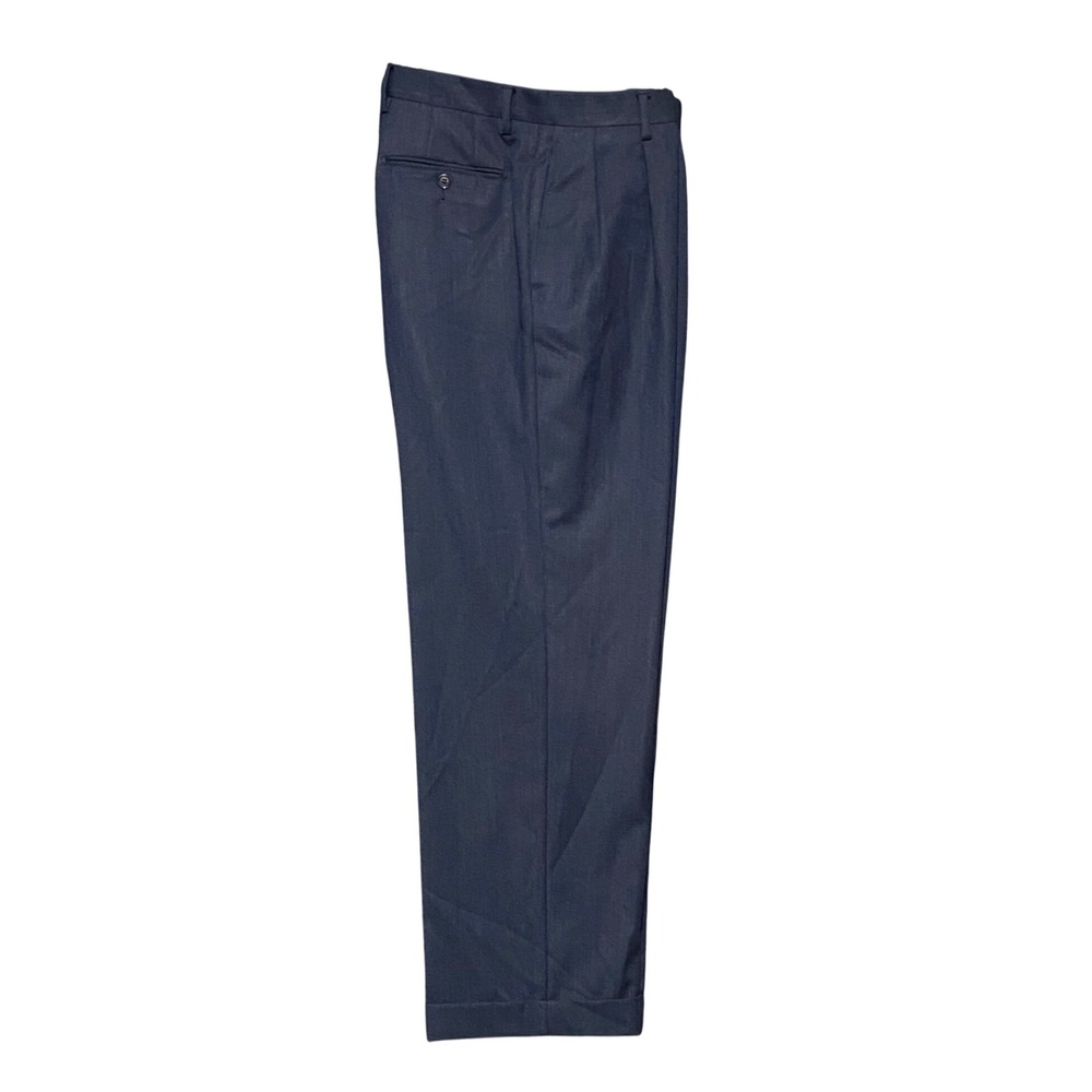 TRUSSINI‎ Mens Wool Pleated Dress Pants 34x29 Navy Blue Tailored Fit Italian 52